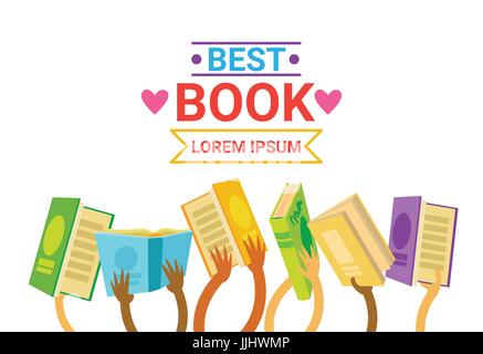 Gruppe von Händen mit Bücher lesen Banner Stock Vektor