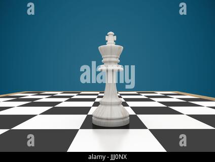 3D Schachstück vor blauem Hintergrund Stockfoto