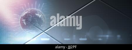 Planetenerde und Schnittstelle mit grauen Tech Übergang Stockfoto