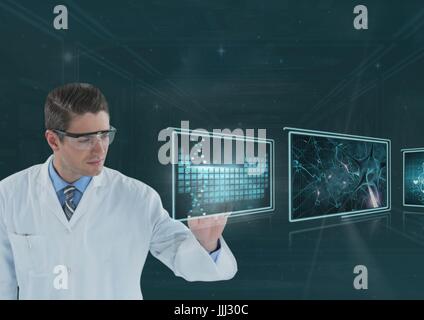 Mann Arzt Interaktion mit medizinischen Schnittstellen 3d Stockfoto