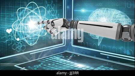 3D Roboterhand Interaktion mit medizinischen Schnittstellen Stockfoto