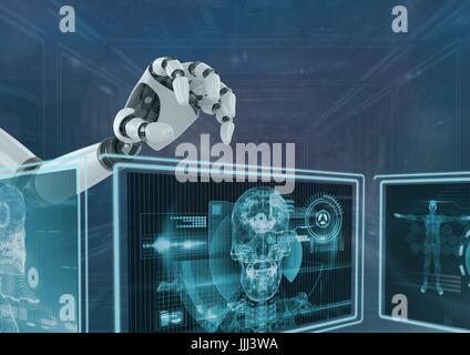 3D Roboterhand Interaktion mit medizinischen Schnittstellen Stockfoto