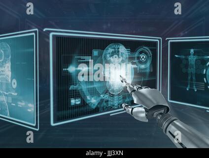 3D Roboterhand Interaktion mit medizinischen 3D-Schnittstellen Stockfoto