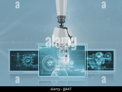 3D Roboterhand Interaktion mit medizinischen Schnittstellen Stockfoto