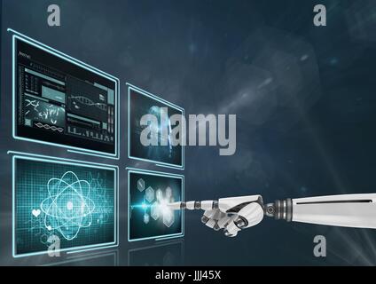 3D Roboterhand Interaktion mit medizinischen Schnittstellen Stockfoto