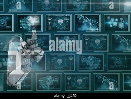 3D Roboterhand Interaktion mit medizinischen Schnittstellen 3d Stockfoto