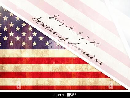 Independence Day-Erklärung mit USA-Flagge Stockfoto