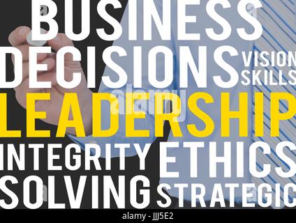 Geschäftsmann, die Wörter zu schreiben, eine Führung auf dem Bildschirm zu definieren Stockfoto