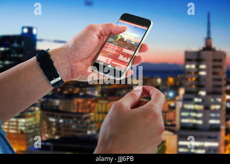 Zusammengesetztes 3D-Bild Nahaufnahme des Menschen halten Handys Stockfoto