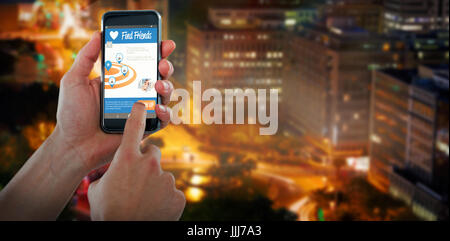 Zusammengesetztes 3D-Bild des abgeschnittenen Hand mit Handy Stockfoto