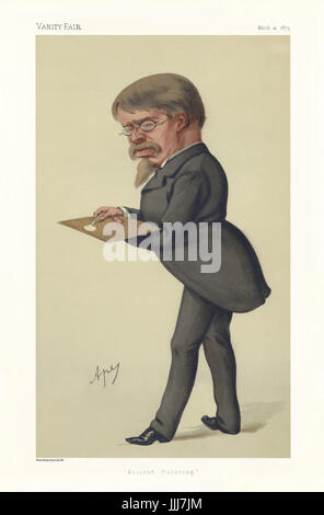 Laurence Alma-Tadema-Porträt stehen. Vanity Fair Karikatur von Ape (richtiger Name Carlo Pellegrini, 1839 – 1889). Bildunterschrift lautet "Alte Malerei", datiert 22. März 1879. (Lithografie von Vincent Brooks, Tag & Sohn) LA-t: Niederländisch-britischen Zeichner und Maler der klassischen Themen: 8. Januar 1836 – 25. Juni 1912. Stockfoto