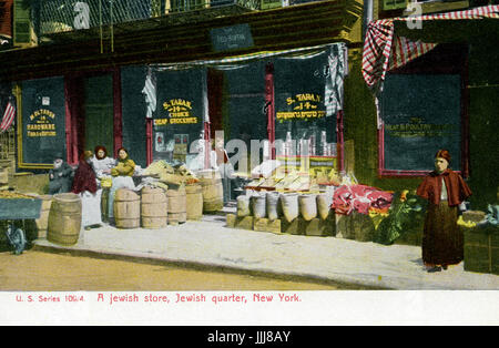 Ladenfront von einem jüdischen Geschäft, Jüdisches Viertel, New York, Ende 19. / Anfang 20. Jh. Stockfoto