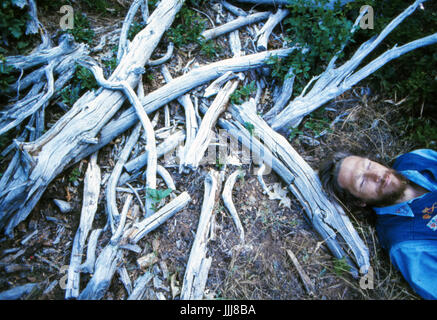 Gary Snyder, in der Sierra Nevada, 1969 Stockfoto