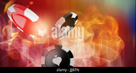 Zusammengesetztes Bild 3d Bild der roten Casino token Stockfoto