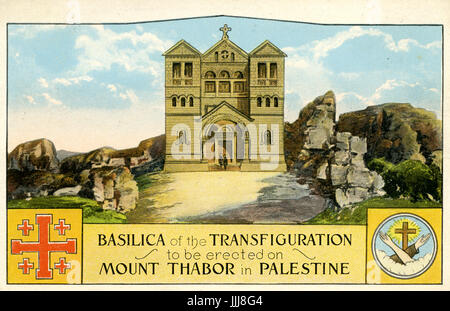 Basilika der Verklärung, Berg Tabor, Israel (Palästina). Abbildung Darstellung Gestaltung der Kirche, die im Jahre 1924 fertig sein würde Stockfoto