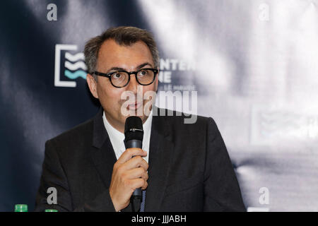 Le Havre, Frankreich. 19. Juli 2017. Lemonnier Luc, Bürgermeister von Le Havre - Paris, Rouen und Le Havre präsentieren die Gewinner des "Neuerfindung der Seine", Le Havre, Frankreich. Bildnachweis: Bernard Menigault/Alamy Live-Nachrichten Stockfoto