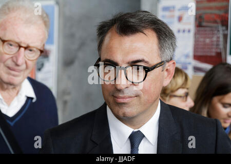 Le Havre, Frankreich. 19. Juli 2017. Lemonnier Luc, Bürgermeister von Le Havre - Paris, Rouen und Le Havre präsentieren die Gewinner des "Neuerfindung der Seine", Le Havre, Frankreich. Bildnachweis: Bernard Menigault/Alamy Live-Nachrichten Stockfoto