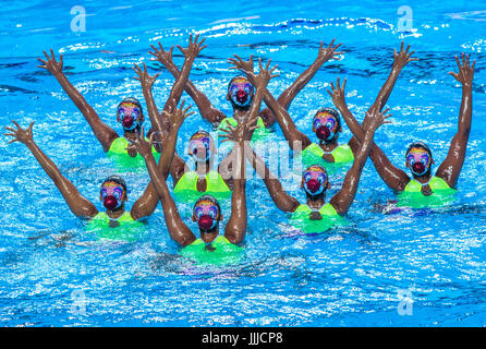 Budapest, Ungarn. 19. Juli 2017. Das Mexiko-Team im Wettbewerb in der Qualifikation für das Synchro Team kostenlose Veranstaltung in Budapest, Ungarn, 19. Juli 2017. Foto: Jens Büttner/Dpa-Zentralbild/Dpa/Alamy Live News Stockfoto