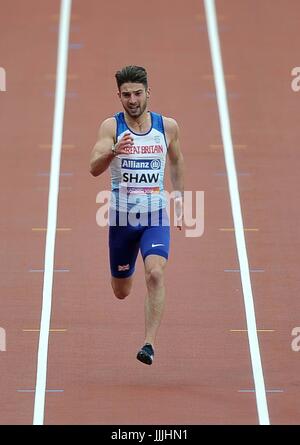 Stratford, UK. 20. Juli 2017. Zachary Shaw (GBR) in der Mens T12 200m. Para Leichtathletik-Weltmeisterschaften. London-Olympia-Stadion. Queen Elizabeth Olympic Park. Stratford. London. VEREINIGTES KÖNIGREICH. 20.07.2017. Bildnachweis: Sport In Bilder/Alamy Live-Nachrichten Stockfoto