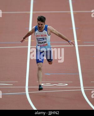 Stratford, UK. 20. Juli 2017. Zachary Shaw (GBR) in der Mens T12 200m. Para Leichtathletik-Weltmeisterschaften. London-Olympia-Stadion. Queen Elizabeth Olympic Park. Stratford. London. VEREINIGTES KÖNIGREICH. 20.07.2017. Bildnachweis: Sport In Bilder/Alamy Live-Nachrichten Stockfoto