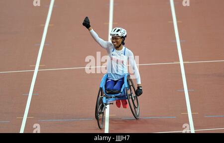 Stratford, UK. 20. Juli 2017. Kare Adenegan (GBR), Womens 400m T34 Finale. Para Leichtathletik-Weltmeisterschaften. London-Olympia-Stadion. Queen Elizabeth Olympic Park. Stratford. London. VEREINIGTES KÖNIGREICH. 20.07.2017. Bildnachweis: Sport In Bilder/Alamy Live-Nachrichten Stockfoto