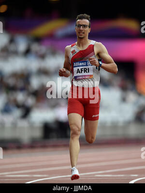 London, UK. 20. Juli 2017. LONDON-ENGLAND - 20. Juli 2017: Mhadi Afri (MAR) in Herren 200 M T12 Halbfinale 2, während Welt Para Leichtathletik Meisterschaften London 2017 London Stadium am Donnerstag. Foto: Taka G Wu Credit: Taka Wu/Alamy Live-Nachrichten Stockfoto