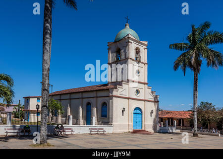 Die Kirche Plaza im Zentrum von VINALES, PINAR DEL RIO, Kuba Stockfoto