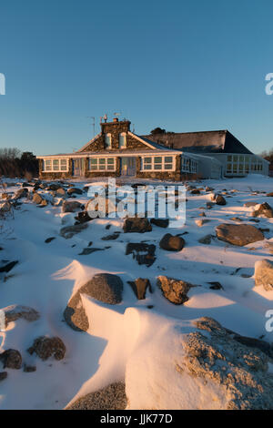 Seacoast Science Center im Odiorne State Park im Winter nach Schneesturm, Rye, New Hampshire, USA Stockfoto