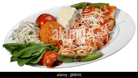 Teller mit traditionellen türkischen Mahlzeit Sarma Beyti, Döner serviert auf Teller Stockfoto