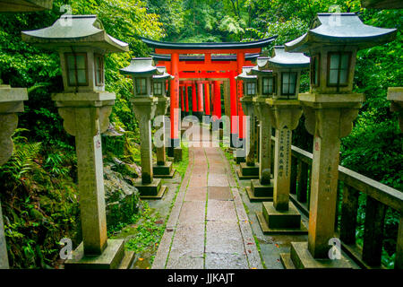 KYOTO, JAPAN - 5. Juli 2017: Torii Toren der Fushimi Inari-Taisha-Schrein in Kyōto, Japan. Es gibt mehr als 10.000 Torii-Tore im Fushimi Inari. Stockfoto