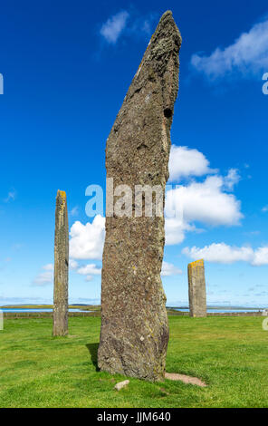 Standing Stones of Stenness, Orkney. Reste einer jungsteinzeitlichen Stein Henge aus rund 3100 v. Chr., Festland, Orkney, Schottland, Vereinigtes Königreich Stockfoto