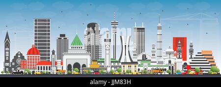 Berühmte Sehenswürdigkeiten in Afrika. Vektor-Illustration. Geschäftsreisen und Tourismus-Konzept. Image für Präsentation, Banner, Plakat und Website Stock Vektor