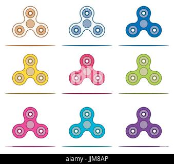 Hand-Spinner-Fidget-Set. Vektor-Illustration. Stock Vektor