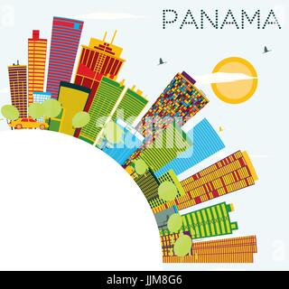 Panama Skyline mit Farbe Gebäude, blauer Himmel und Kopieren. Vector Illustration. Business Travel und Tourismus Konzept. Bild für Präsentation banner Stock Vektor