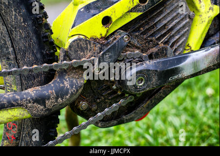 Ein e-Bike Motor. Electric pedal assist Mountainbike. Stockfoto