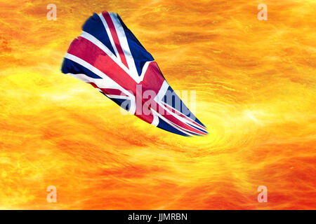 Spirale Flamme, Feuer glühenden Feuer Wirbel mit Flagge von Großbritannien Stockfoto