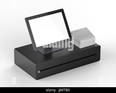 3D Rendering leere Kasse Siebmaschine oder Kasse Stockfoto