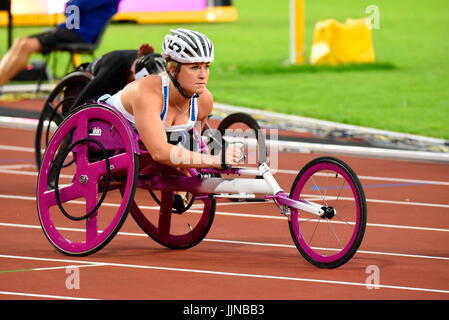 Samantha Kinghorn nahm 2017 an der Para Athletics World Championships im Londoner Olympiastadion Teil. T53 final Stockfoto