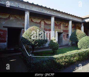 Italien. Pompeji. Haus der Venus in der Schale. Garten im Innenhof. Campania. Stockfoto