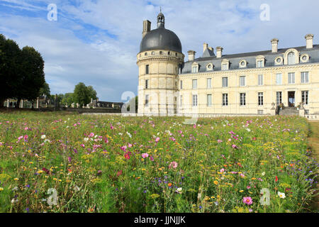 Frankreich, Indre (36), Valençay, le Château et la Prairie Fleurie / / Frankreich, Indre, Valençay, das Schloss und die Blumenwiese Stockfoto