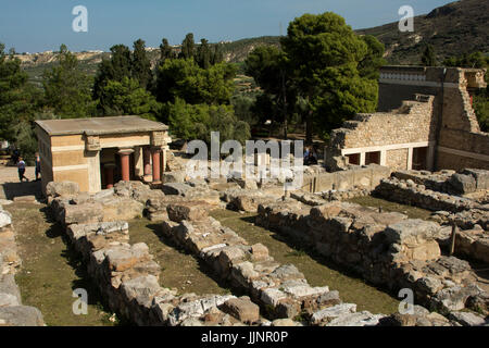 Der Palast von Knossos wurde die zeremonielle und politische Zentrum 0f die minoische Zivilisation und Kultur. Stockfoto