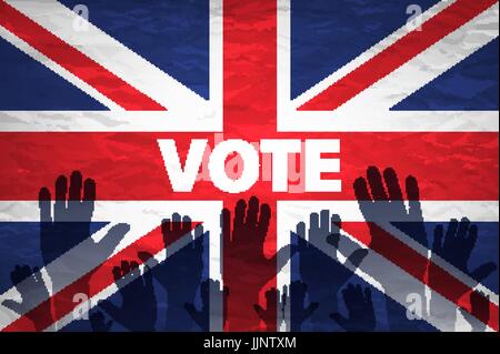 Hand mit der Flagge der Europäischen Gemeinschaft gemustert umhüllt eine andere Hand mit der Flagge des Vereinigten Königreichs Art gemustert Stock Vektor