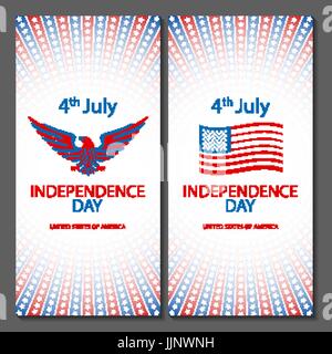 Banner des 4. Juli Hintergründe mit amerikanischen Flagge. Independence Day handgezeichnete Skizze Design Vektorgrafiken Stock Vektor