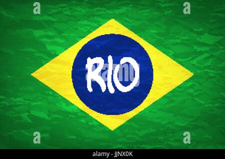 Rio Design. Brasilien-Flagge. Eine alte Grunge-Flagge von Brasilien Stand Vektorgrafiken Stock Vektor