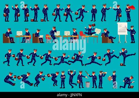 Satz von Happy Büro Mann. Vektor-Illustration. Satz von Geschäftsmann Zeichen Posen, eps10 Format Vektorgrafiken Stock Vektor