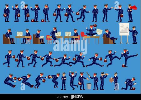 Satz von Happy Büro Mann. Vektor-Illustration. Satz von Geschäftsmann Zeichen Posen, eps10 Format Vektorgrafiken Stock Vektor