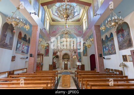 BETHLEHEM, ISRAEL - 6. März 2015: Die syrisch-orthodoxen Kirche mit den Fresken des Künstlers K. Veniadis (1987). Stockfoto