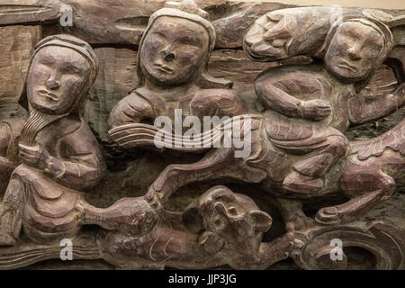 Hölzerne Flachrelief, Museum der schönen Künste, Hanoi, Vietnam Stockfoto