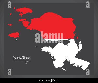 Papua Barat Indonesien Karte mit indonesischen Nationalflagge illustration Stock Vektor