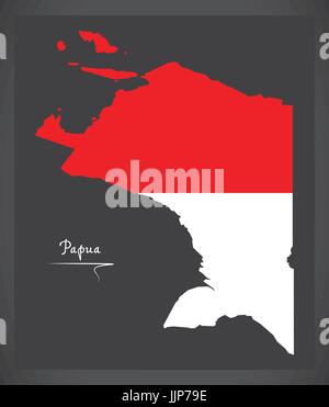 Papua Indonesien Karte mit indonesischen Nationalflagge illustration Stock Vektor